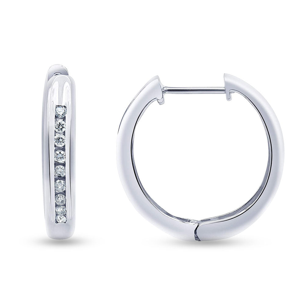 Ashley Stewart 0.25 Carat Single Row Lab Grown Diamond Hoop Earrings in Sterling Silv