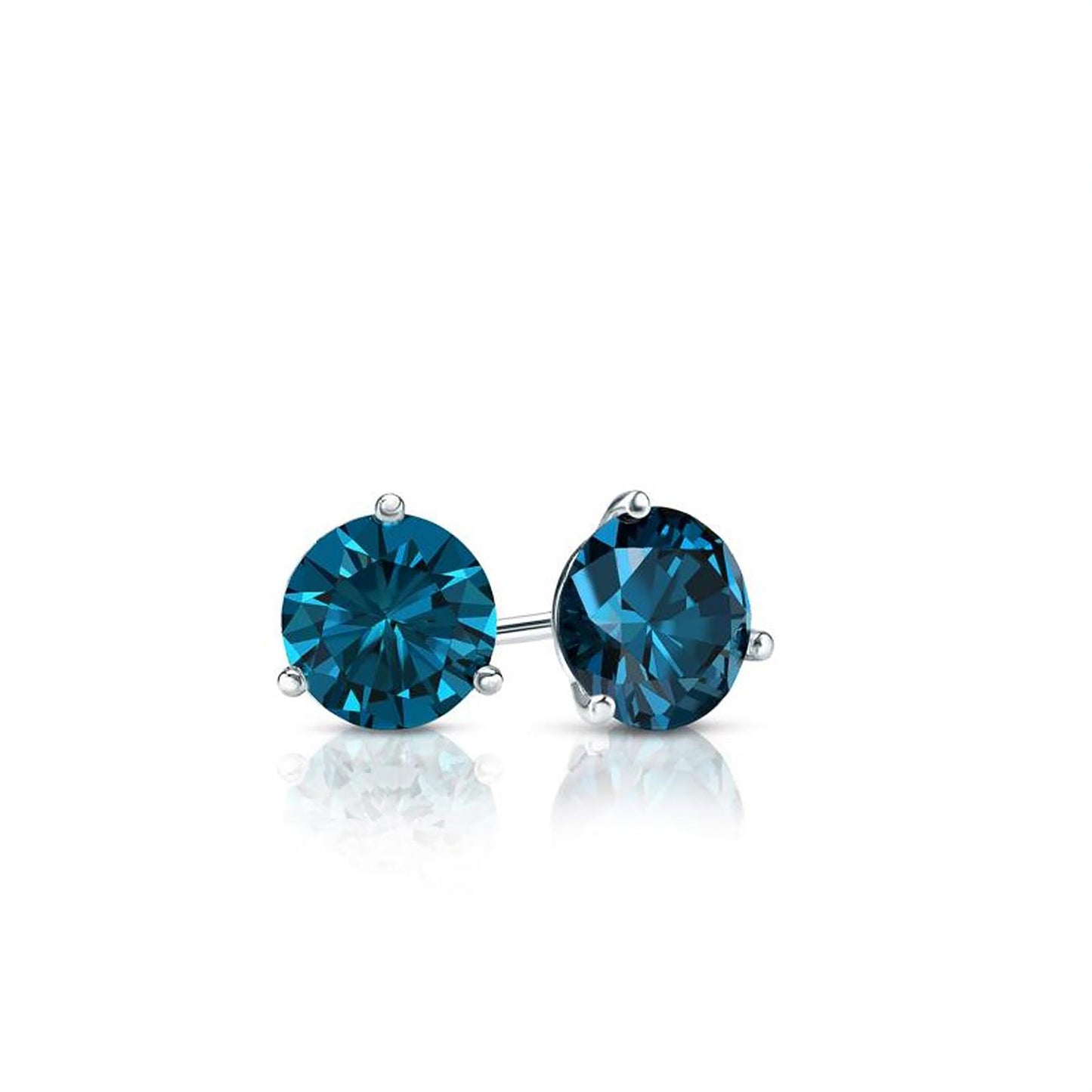 Ashley Stewart 0.50 Carat Round Cut Lab Grown Blue Diamond Stud Earrings