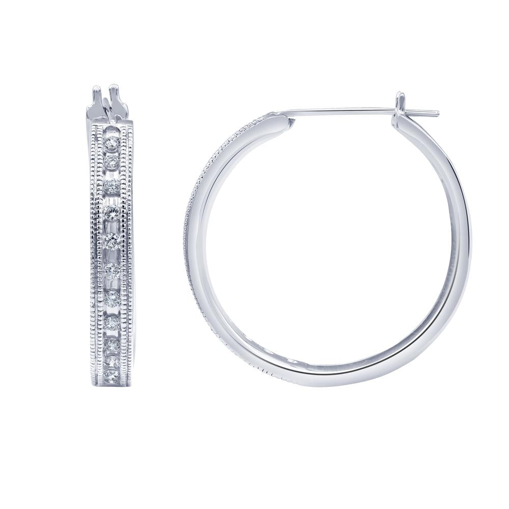 Ashley Stewart 0.50 Carat Sterling Silver Lab Grown Single Row Diamond Hoop Earrings