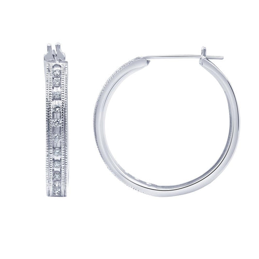 Ashley Stewart 0.50 Carat Sterling Silver Lab Grown Single Row Diamond Hoop Earrings