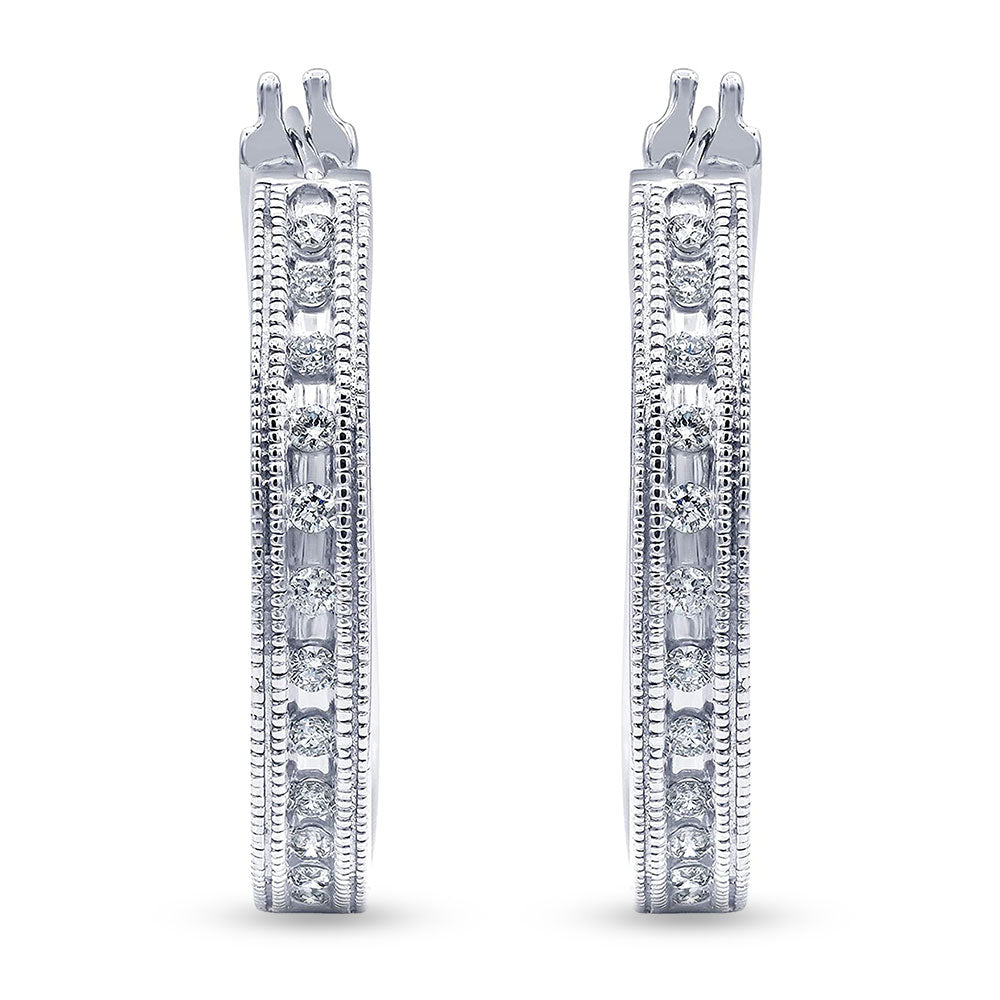 Ashley Stewart 0.50 Carat Sterling Silver Lab Grown Single Row Diamond Hoop Earrings