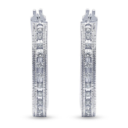 Ashley Stewart 0.50 Carat Sterling Silver Lab Grown Single Row Diamond Hoop Earrings
