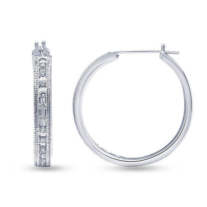 Ashley Stewart 0.50 Carat Sterling Silver Lab Grown Single Row Diamond Hoop Earrings