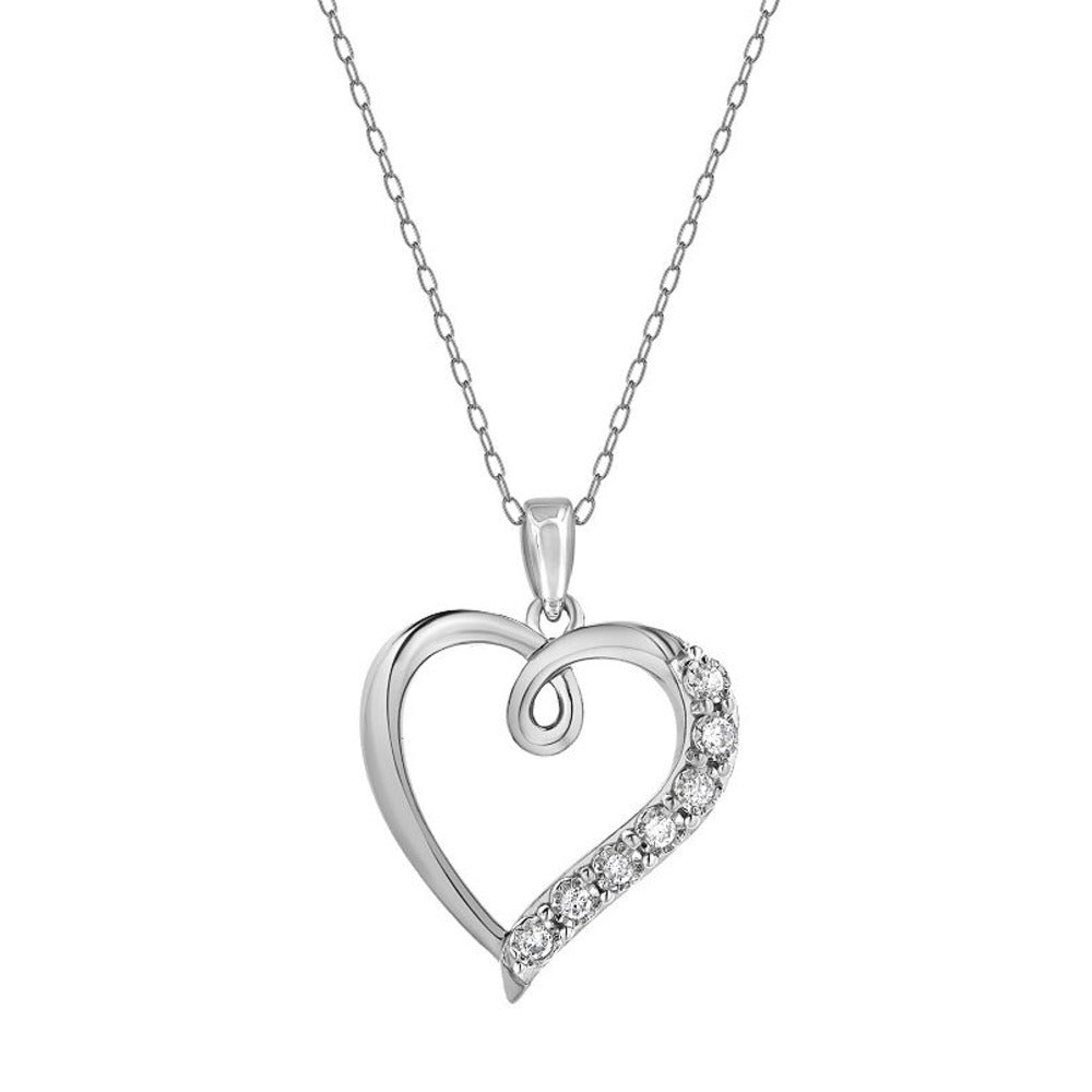 Ashley Stewart 0.10 Carat Lab Grown Diamond Open Heart Pendant Necklace White