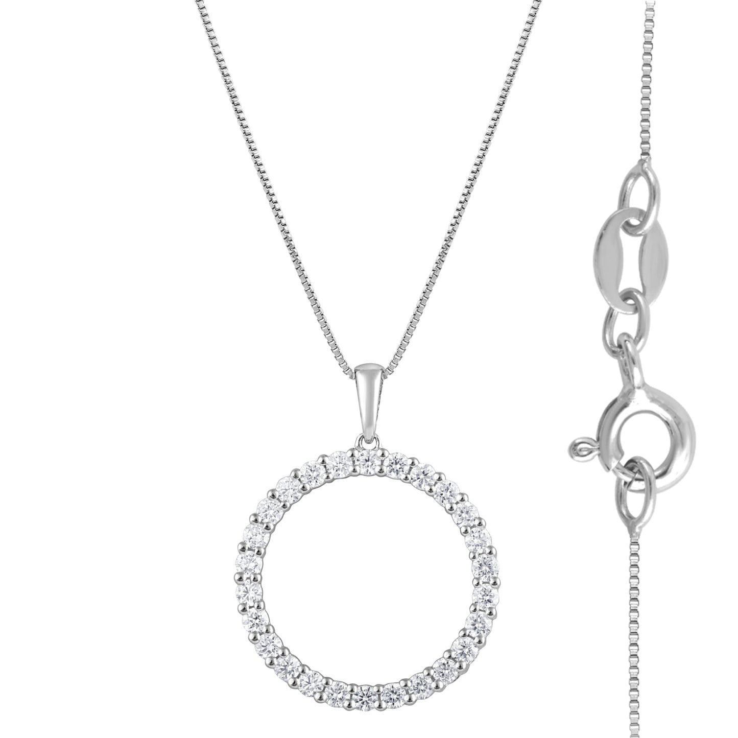 Ashley Stewart 0.33 Carat Lab Grown Circle Of Life Diamond Pendant Necklace In Sterli
