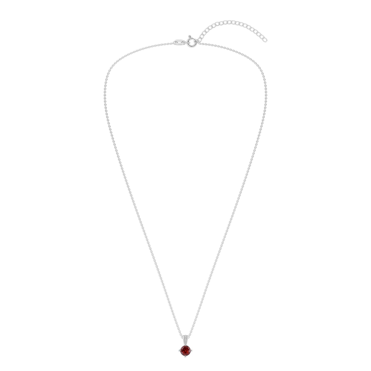 Ashley Stewart Gemstone Necklace in Sterling Silver, Round Pendant Size 6.5 * 6.5mm,  Garnet Red