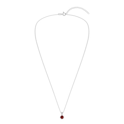 Ashley Stewart Gemstone Necklace in Sterling Silver, Round Pendant Size 6.5 * 6.5mm,  Garnet Red