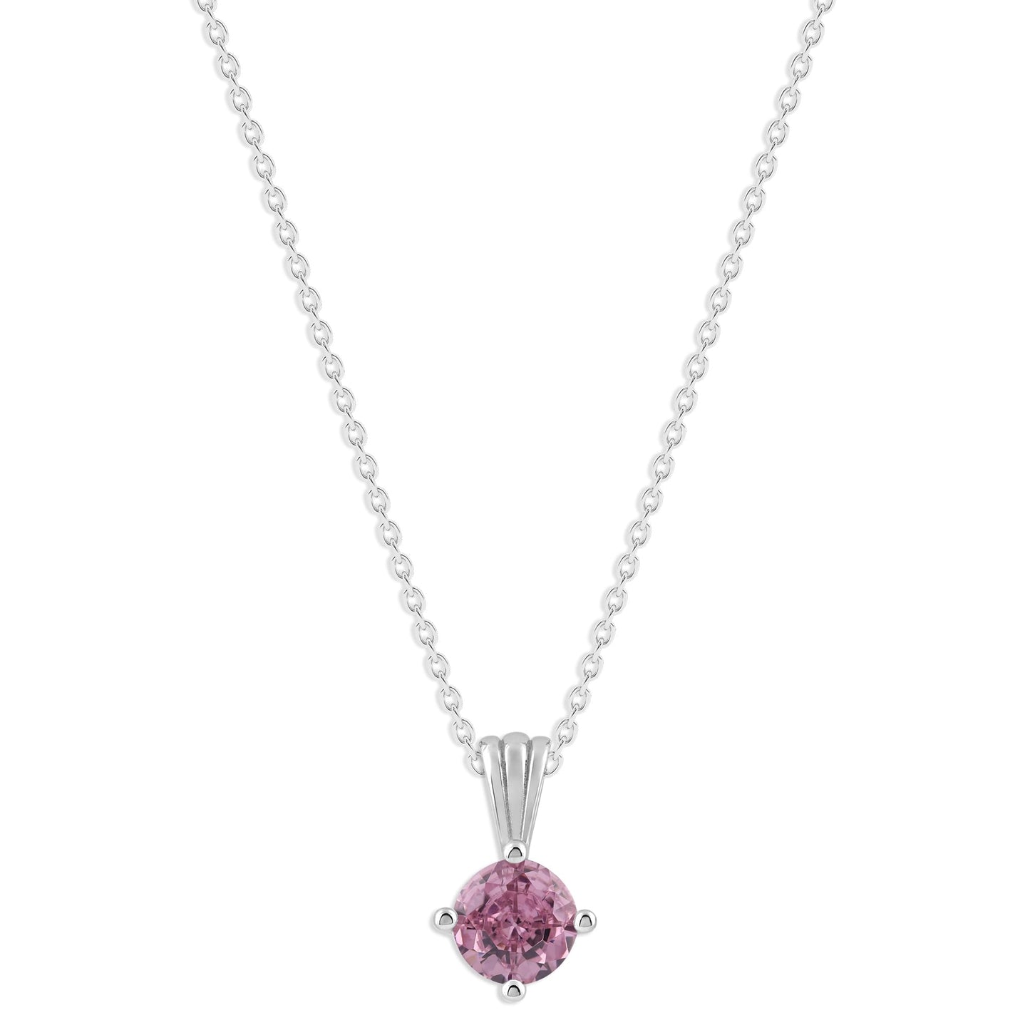 Ashley Stewart Gemstone Necklace in Sterling Silver, Round Pendant Size 6.5 * 6.5mm,  Garnet Red