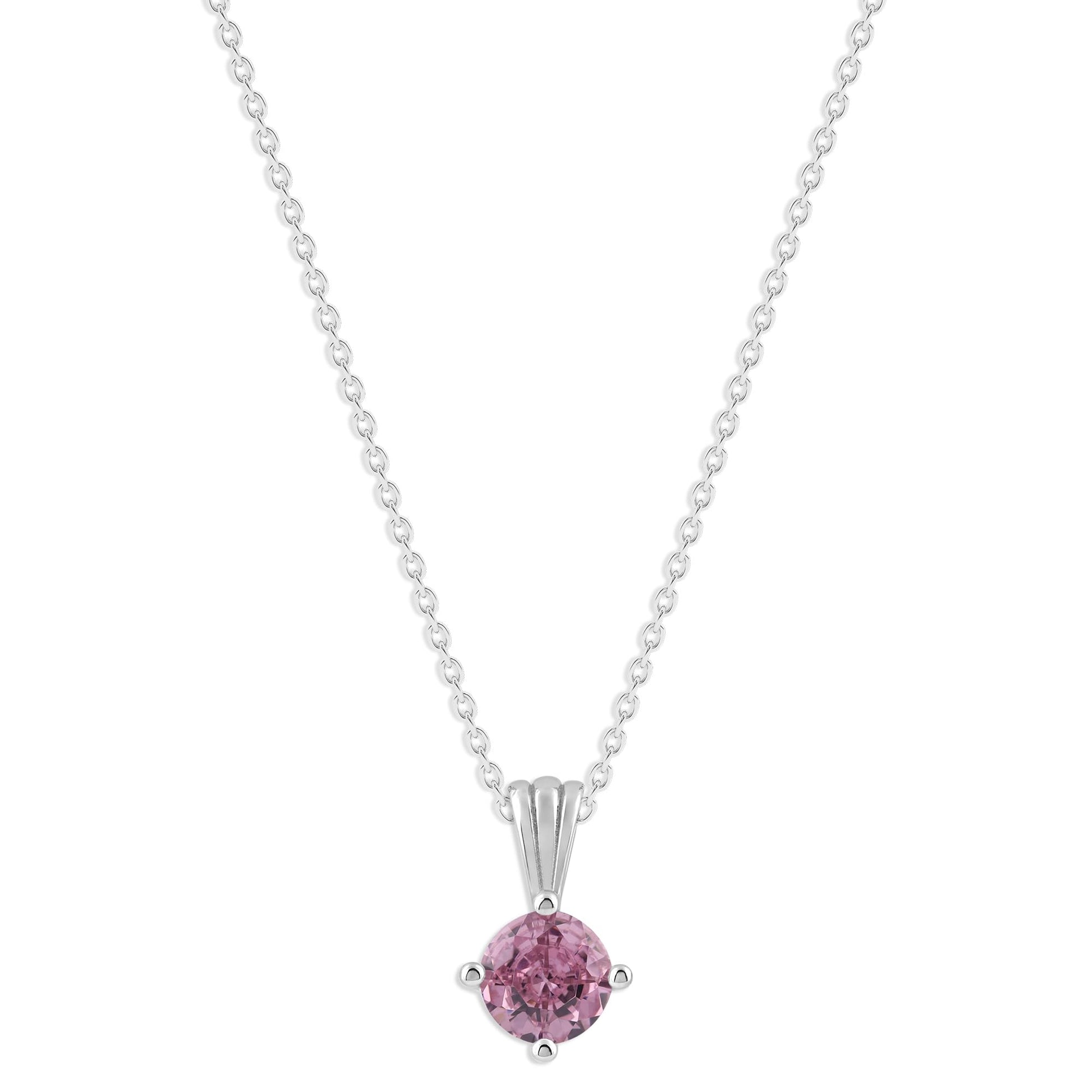 Ashley Stewart Gemstone Necklace in Sterling Silver, Round Pendant Size 6.5 * 6.5mm,  Garnet Red