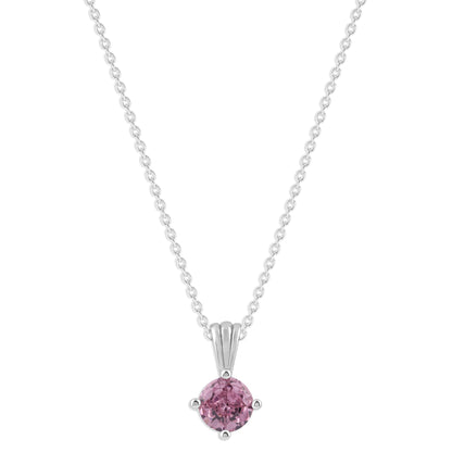 Ashley Stewart Gemstone Necklace in Sterling Silver, Round Pendant Size 6.5 * 6.5mm,  Garnet Red
