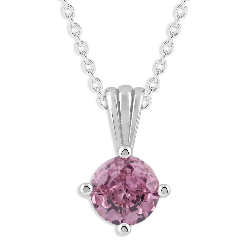 Ashley Stewart Gemstone Necklace in Sterling Silver, Round Pendant Size 6.5 * 6.5mm,  Garnet Red