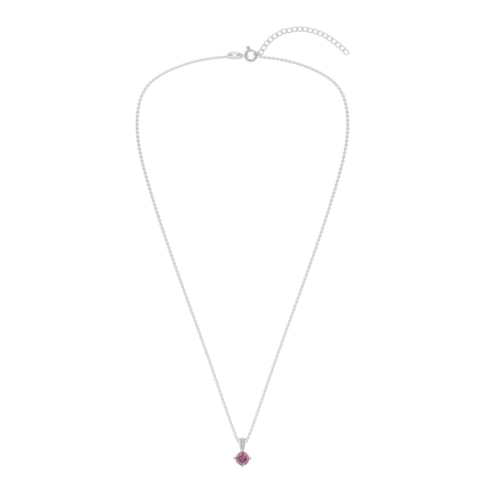 Ashley Stewart Gemstone Necklace in Sterling Silver, Round Pendant Size 6.5 * 6.5mm,  Garnet Red