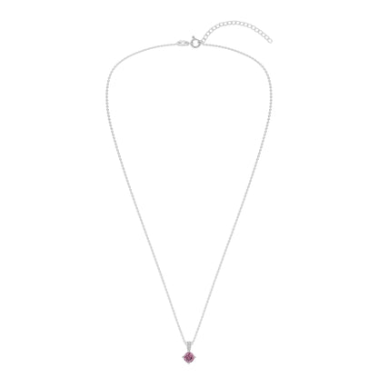 Ashley Stewart Gemstone Necklace in Sterling Silver, Round Pendant Size 6.5 * 6.5mm,  Garnet Red