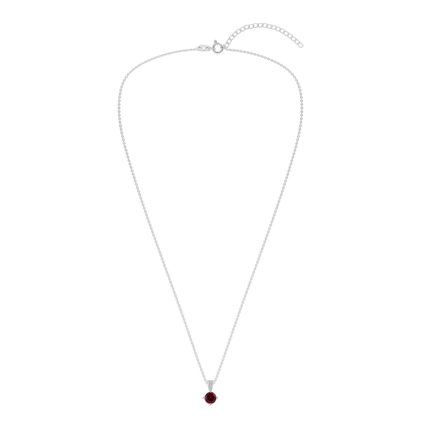Ashley Stewart Gemstone Necklace in Sterling Silver, Round Pendant Size 6.5 * 6.5mm,  Garnet Red