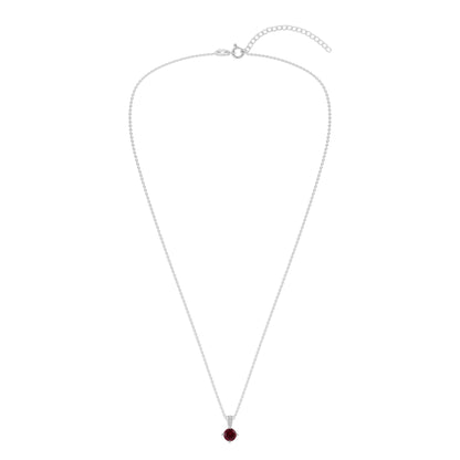 Ashley Stewart Gemstone Necklace in Sterling Silver, Round Pendant Size 6.5 * 6.5mm,  Garnet Red