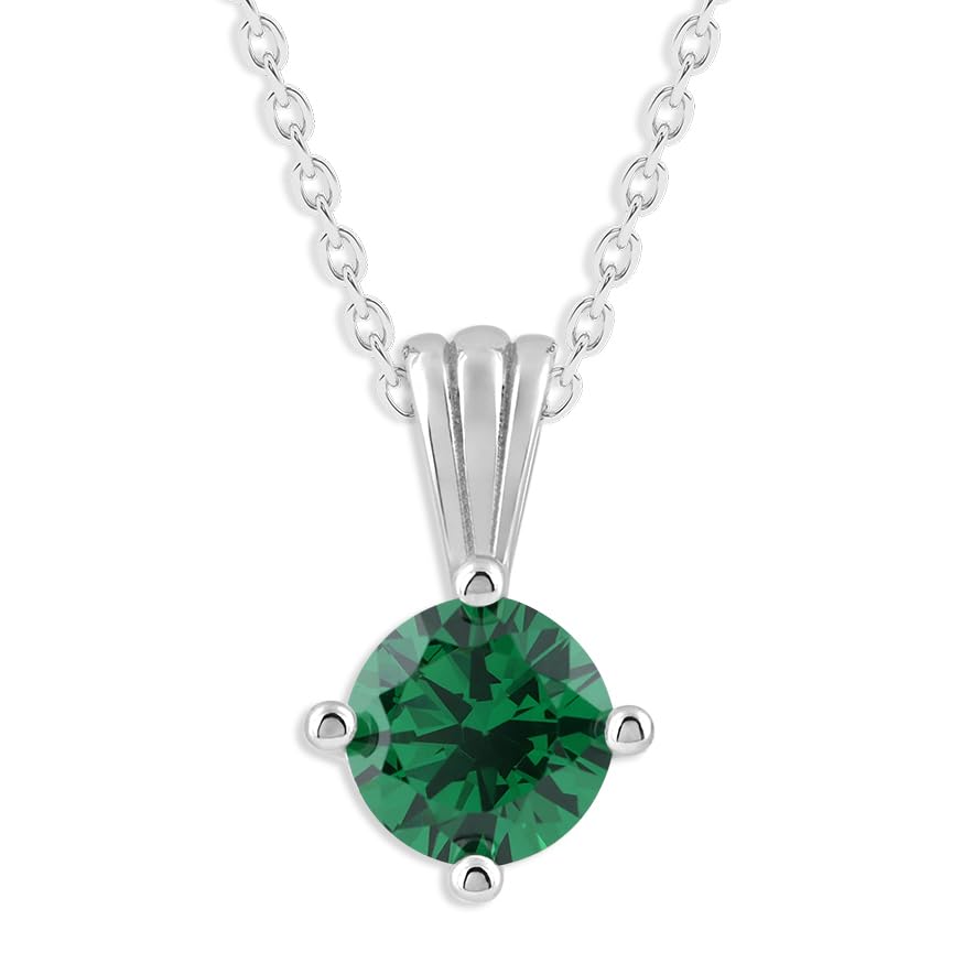 Ashley Stewart Gemstone Necklace in Sterling Silver, Round Pendant Size 6.5 * 6.5mm,  Garnet Red