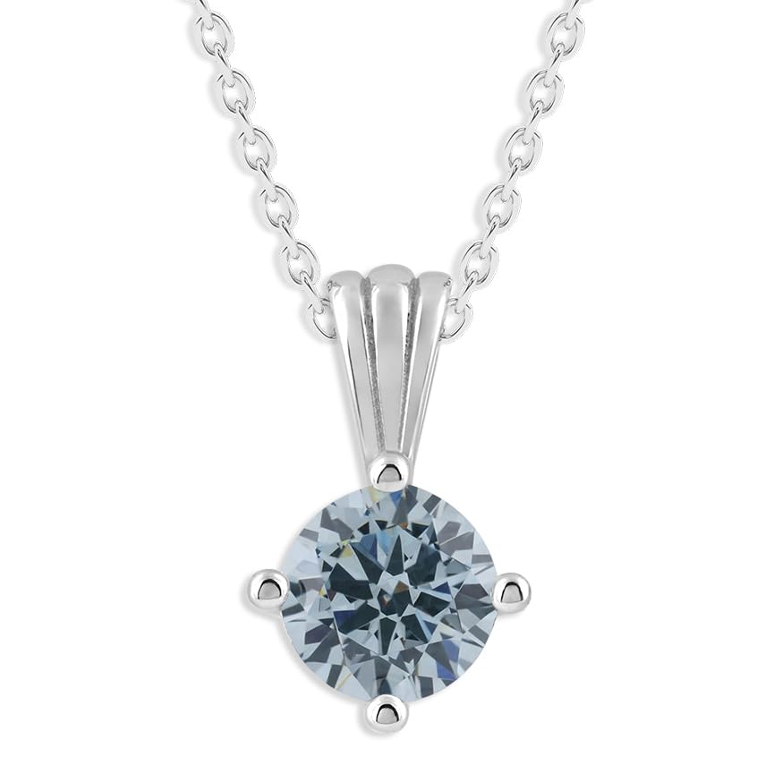 Ashley Stewart Gemstone Necklace in Sterling Silver, Round Pendant Size 6.5 * 6.5mm,  Garnet Red