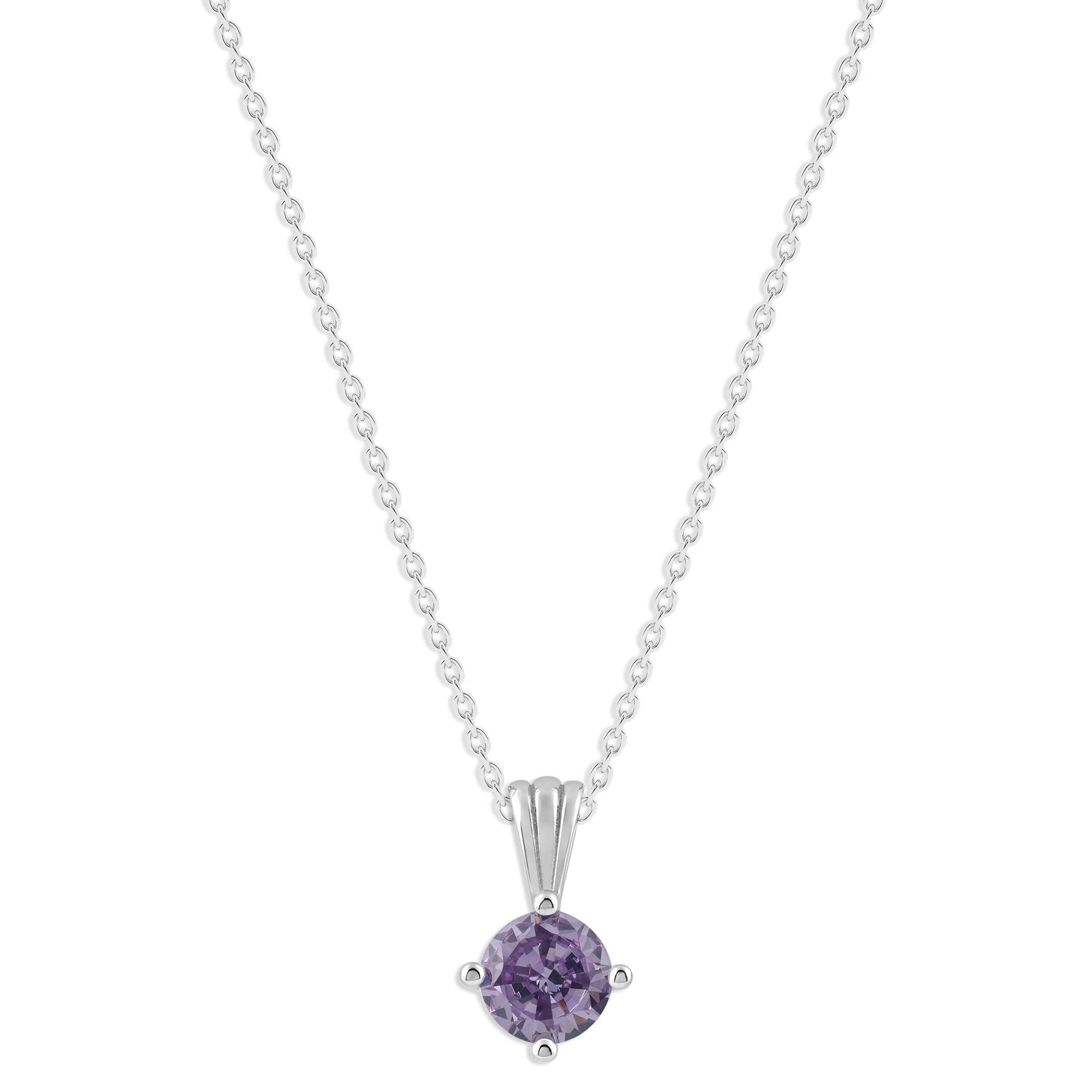 Ashley Stewart Gemstone Necklace in Sterling Silver, Round Pendant Size 6.5 * 6.5mm,  Garnet Red