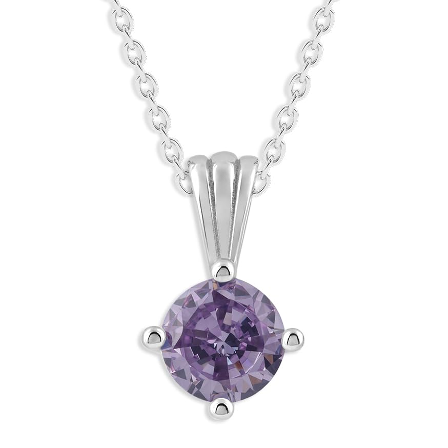 Ashley Stewart Gemstone Necklace in Sterling Silver, Round Pendant Size 6.5 * 6.5mm,  Garnet Red