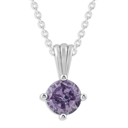 Ashley Stewart Gemstone Necklace in Sterling Silver, Round Pendant Size 6.5 * 6.5mm,  Garnet Red