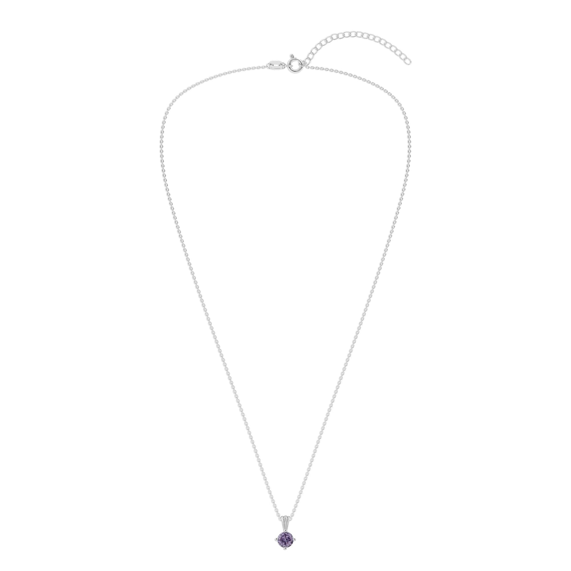 Ashley Stewart Gemstone Necklace in Sterling Silver, Round Pendant Size 6.5 * 6.5mm,  Garnet Red