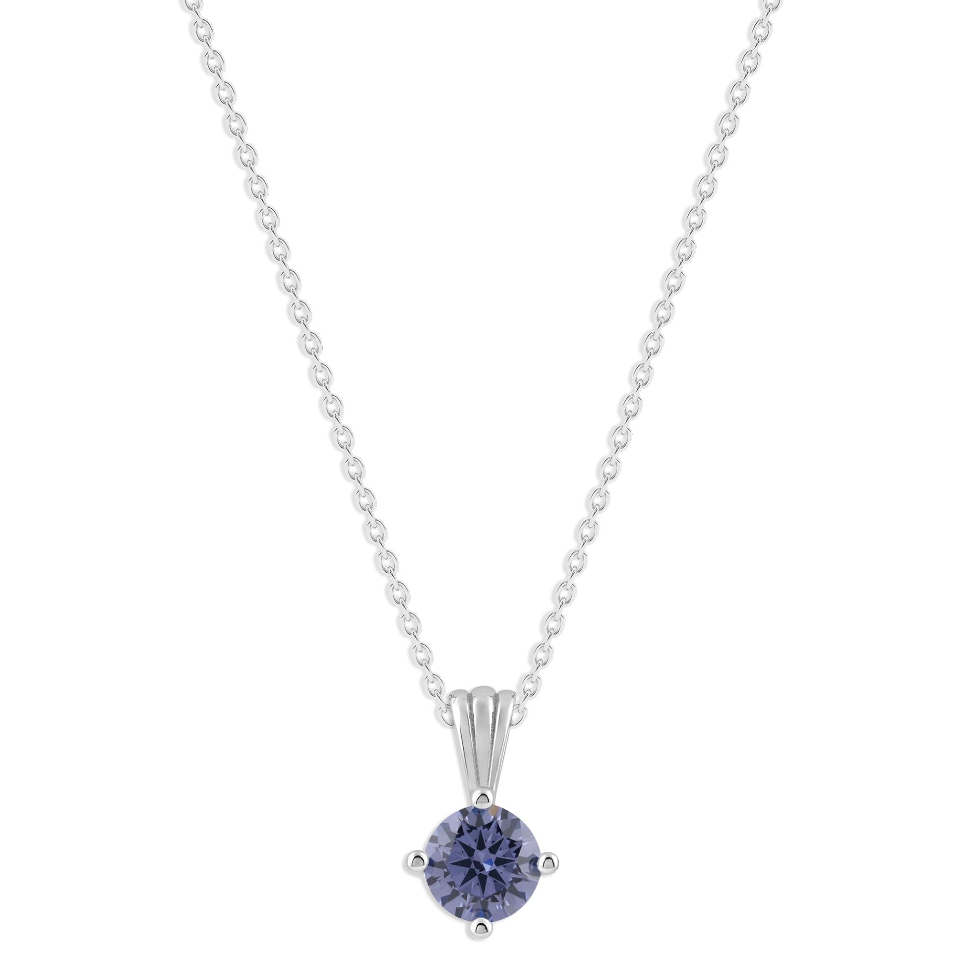 Ashley Stewart Gemstone Necklace in Sterling Silver, Round Pendant Size 6.5 * 6.5mm,  Garnet Red
