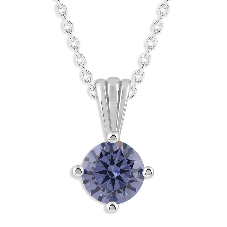 Ashley Stewart Gemstone Necklace in Sterling Silver, Round Pendant Size 6.5 * 6.5mm,  Garnet Red