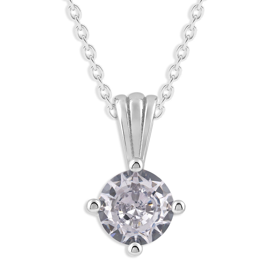 Ashley Stewart Gemstone Necklace in Sterling Silver, Round Pendant Size 6.5 * 6.5mm,  Garnet Red