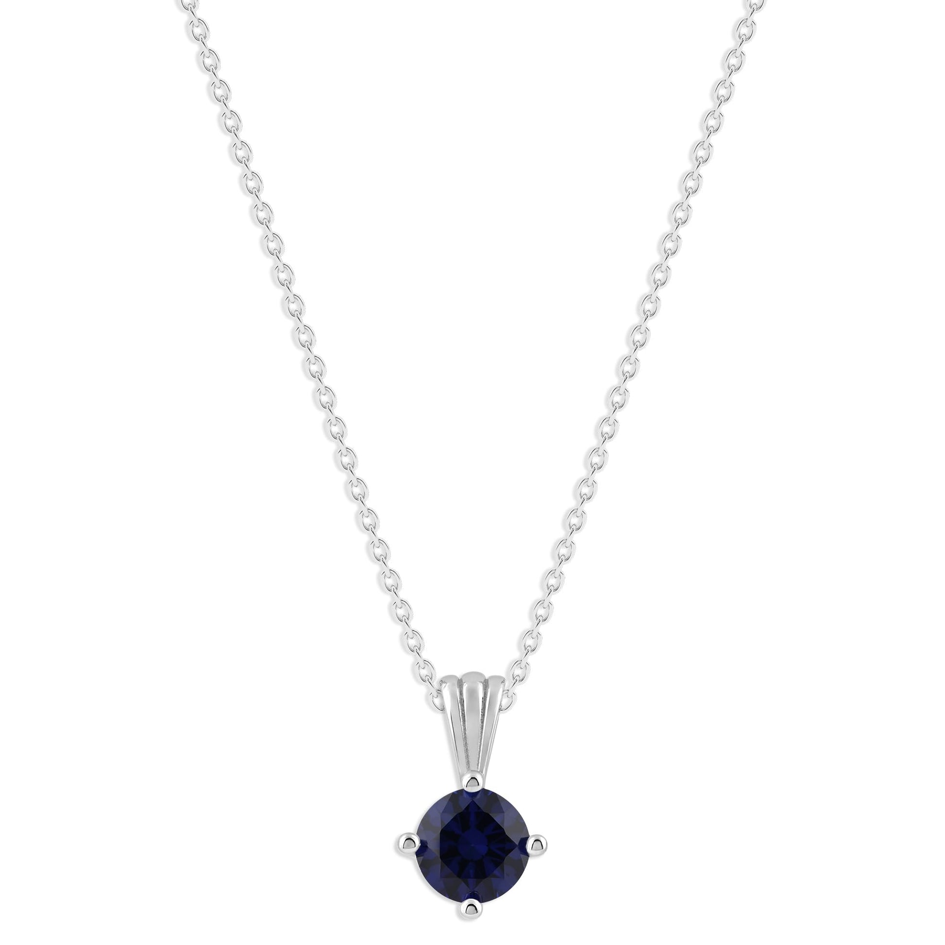 Ashley Stewart Gemstone Necklace in Sterling Silver, Round Pendant Size 6.5 * 6.5mm,  Garnet Red
