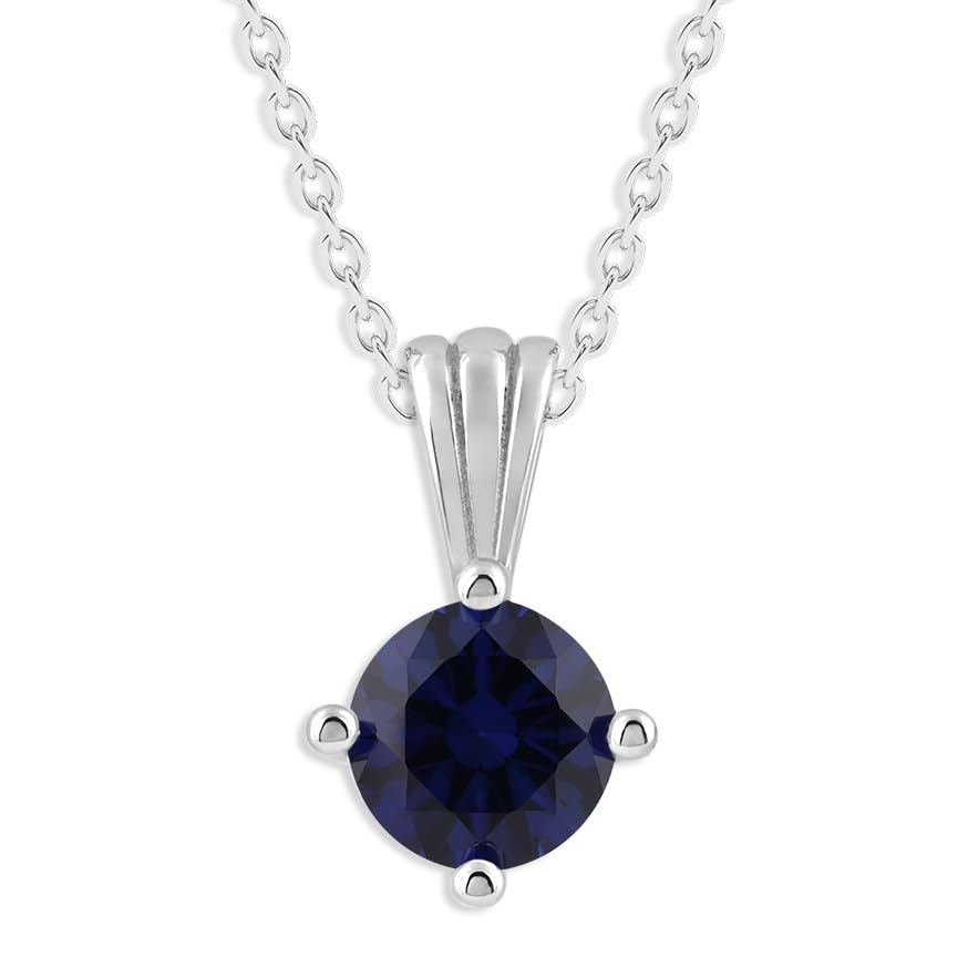 Ashley Stewart Gemstone Necklace in Sterling Silver, Round Pendant Size 6.5 * 6.5mm,  Garnet Red