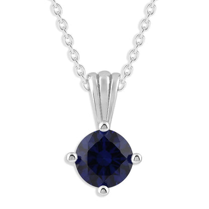 Ashley Stewart Gemstone Necklace in Sterling Silver, Round Pendant Size 6.5 * 6.5mm,  Garnet Red