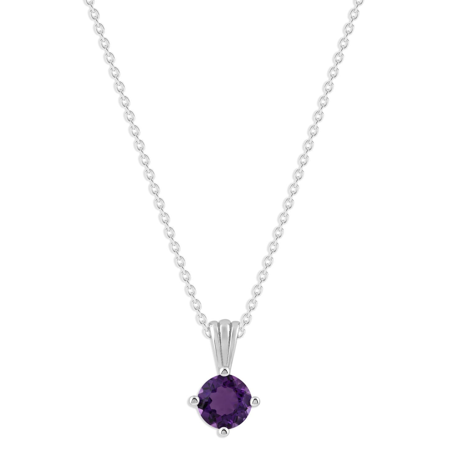 Ashley Stewart Gemstone Necklace in Sterling Silver, Round Pendant Size 6.5 * 6.5mm,  Garnet Red