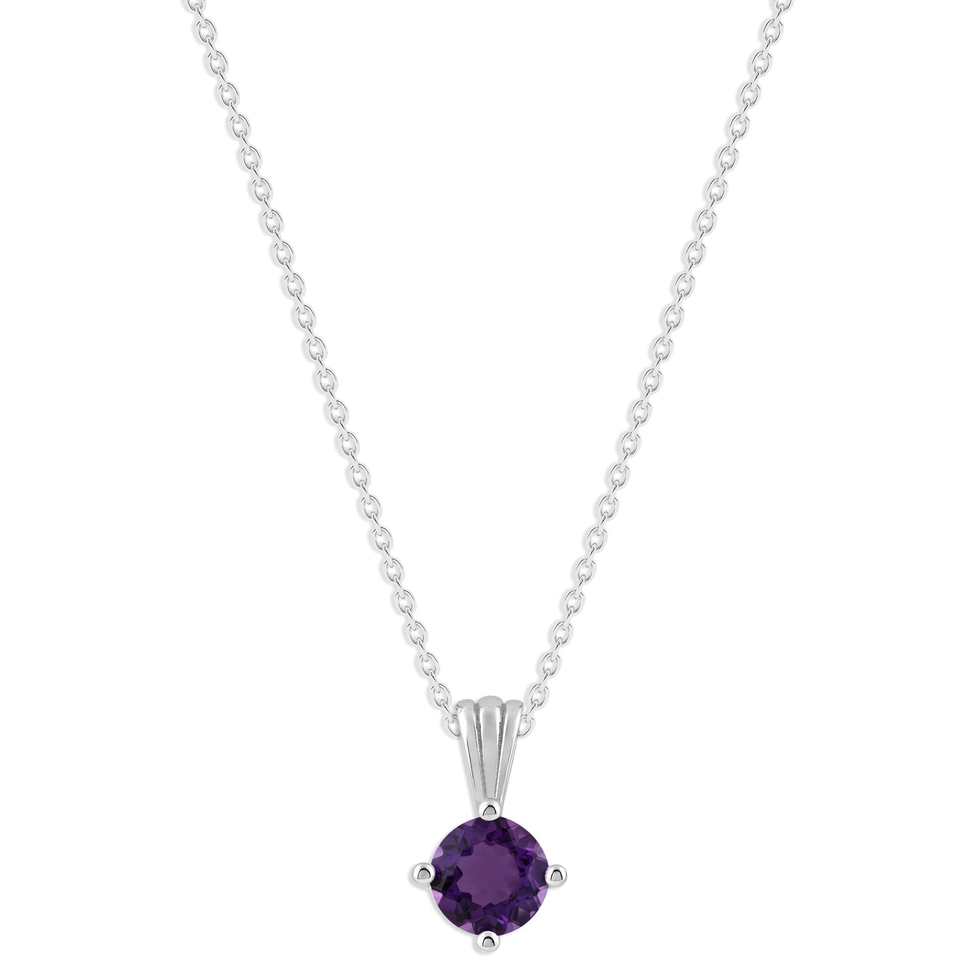 Ashley Stewart Gemstone Necklace in Sterling Silver, Round Pendant Size 6.5 * 6.5mm,  Garnet Red