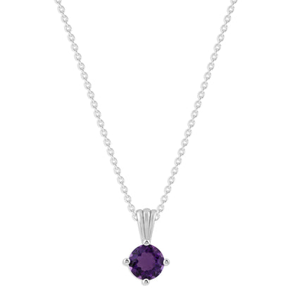 Ashley Stewart Gemstone Necklace in Sterling Silver, Round Pendant Size 6.5 * 6.5mm,  Garnet Red