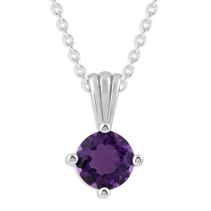 Ashley Stewart Gemstone Necklace in Sterling Silver, Round Pendant Size 6.5 * 6.5mm,  Garnet Red