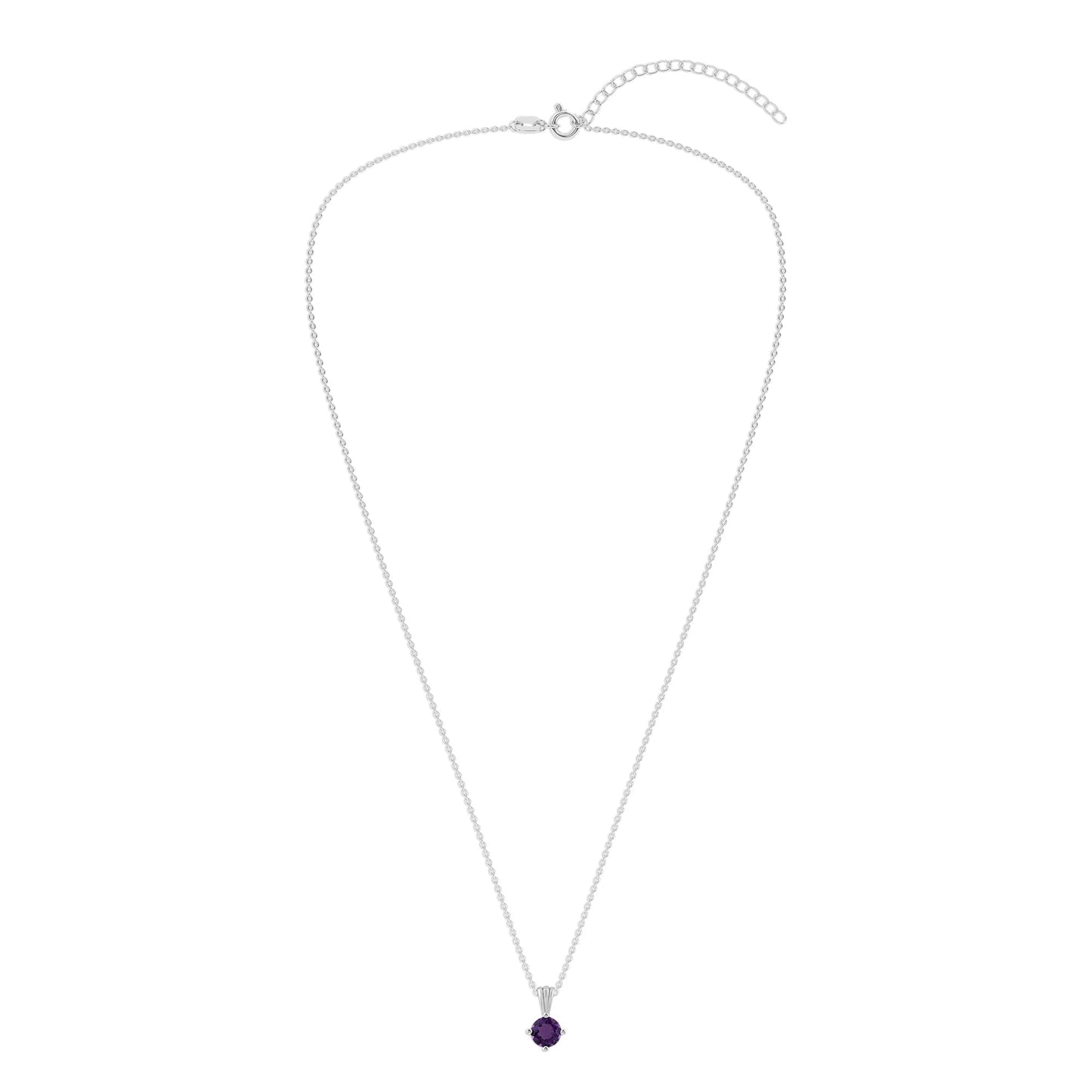 Ashley Stewart Gemstone Necklace in Sterling Silver, Round Pendant Size 6.5 * 6.5mm,  Garnet Red