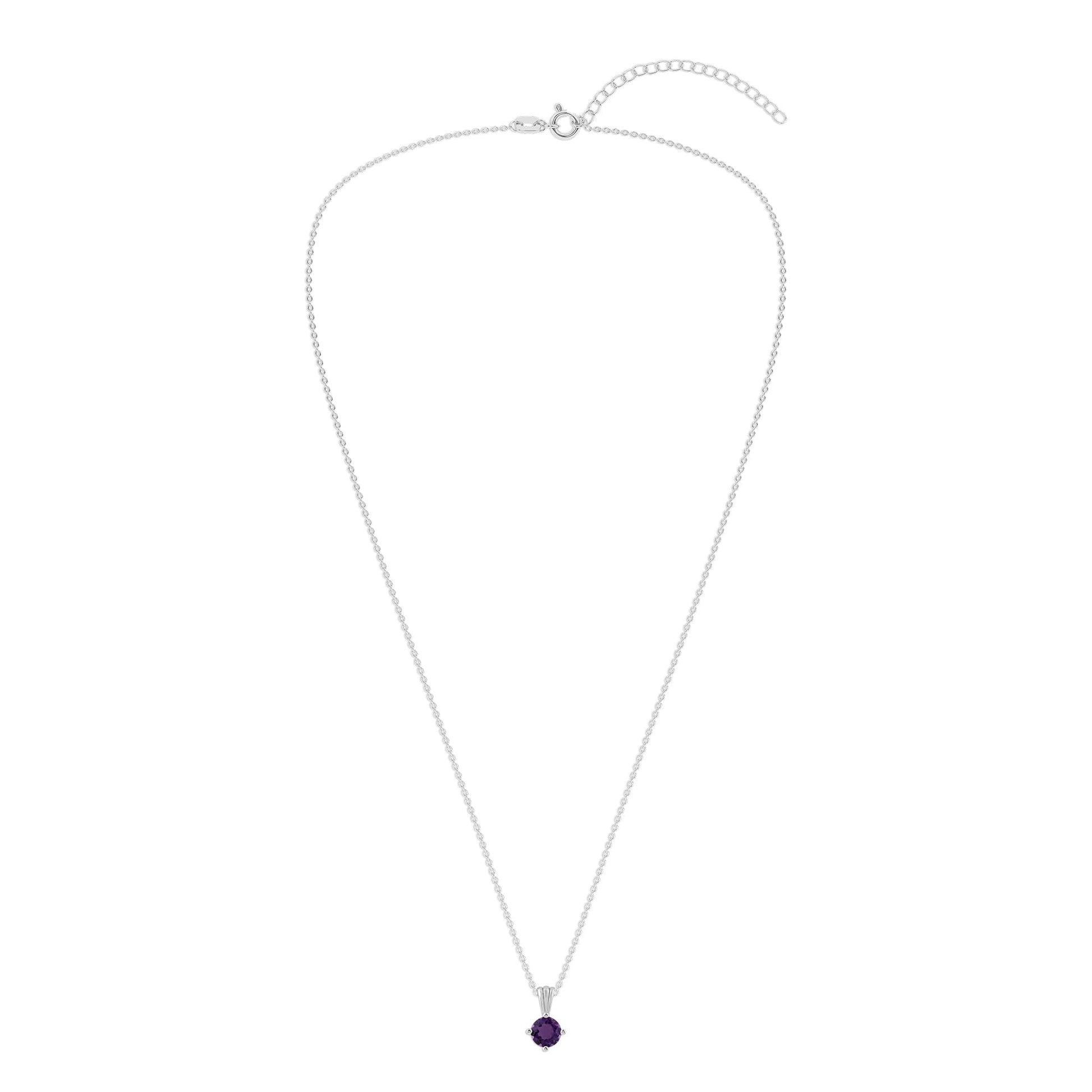 Ashley Stewart Gemstone Necklace in Sterling Silver, Round Pendant Size 6.5 * 6.5mm,  Garnet Red