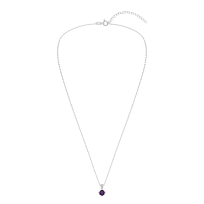 Ashley Stewart Gemstone Necklace in Sterling Silver, Round Pendant Size 6.5 * 6.5mm,  Garnet Red