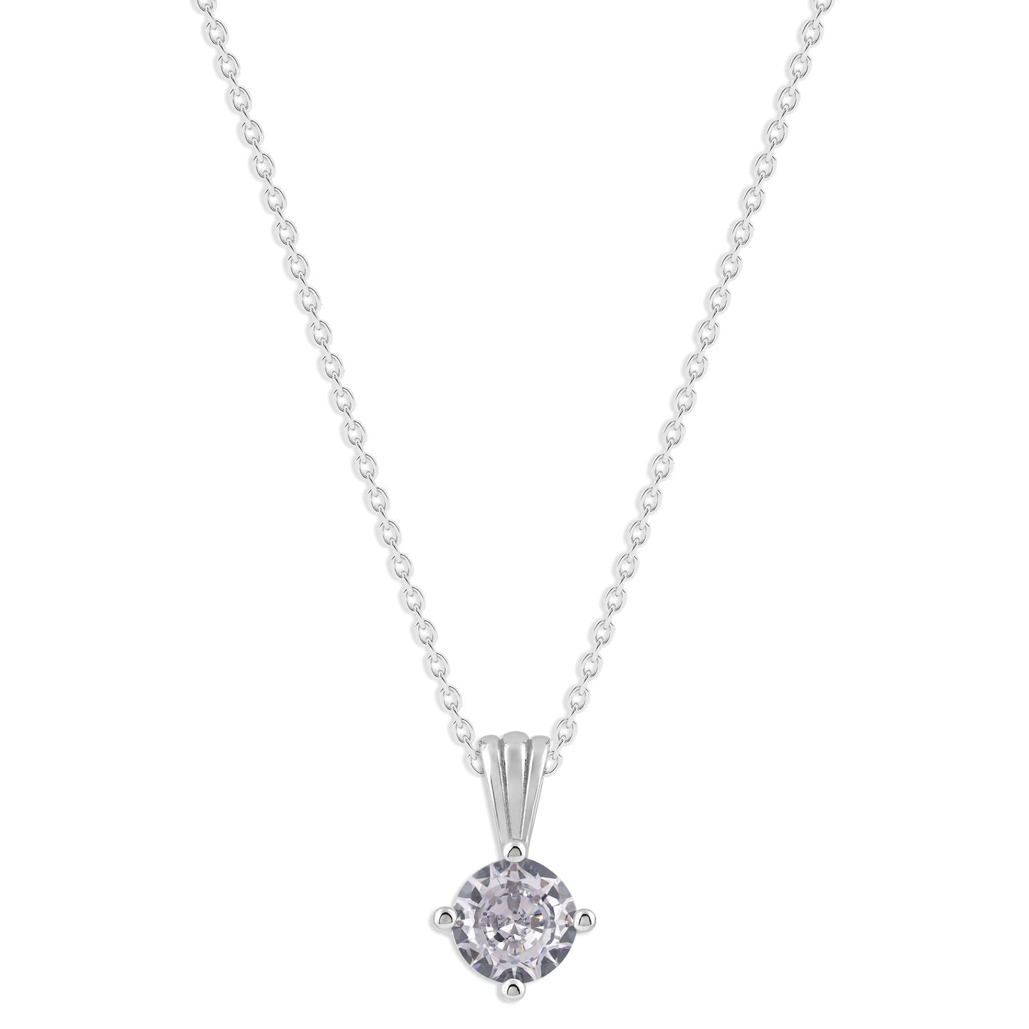 Ashley Stewart Gemstone Necklace in Sterling Silver, Round Pendant Size 6.5 * 6.5mm,  Garnet Red
