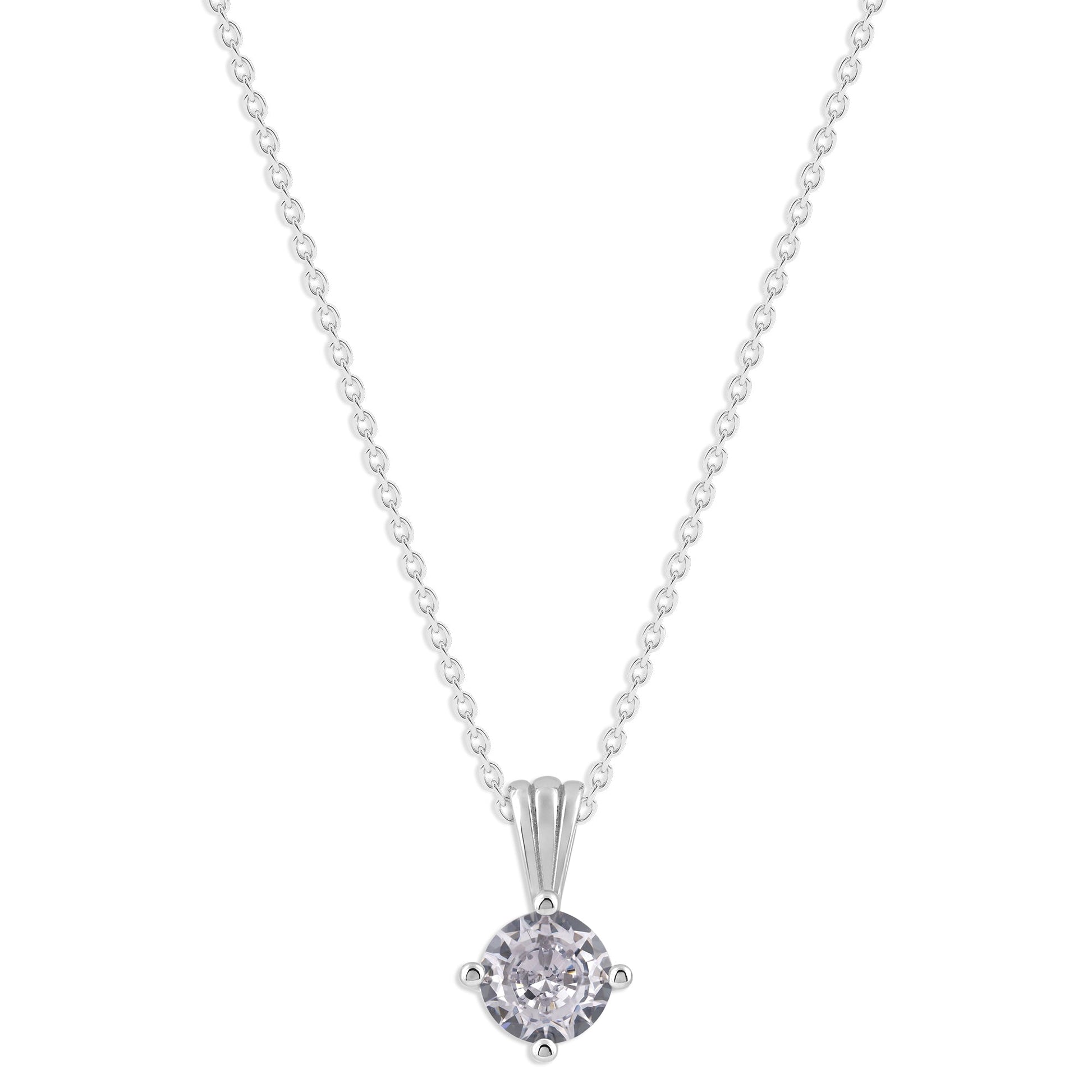 Ashley Stewart Gemstone Necklace in Sterling Silver, Round Pendant Size 6.5 * 6.5mm,  Garnet Red
