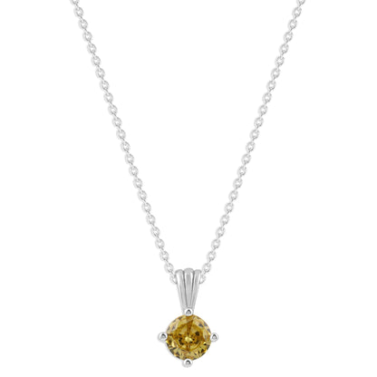 Ashley Stewart Gemstone Necklace in Sterling Silver, Round Pendant Size 6.5 * 6.5mm,  Garnet Red