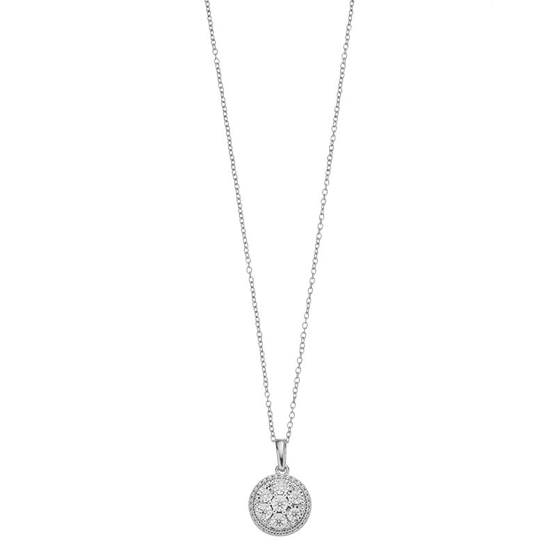 Ashley Stewart 0.25 Carat Lab Grown Diamond Cluster Pendant Necklace White