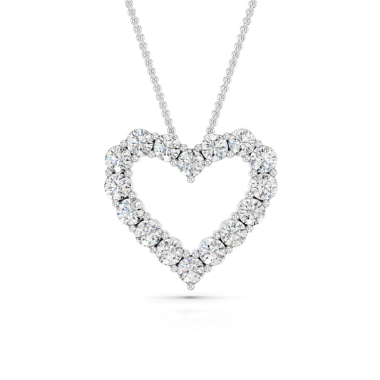Ashley Stewart 1 Carat Sterling Silver Lab Grown Diamond Heart Pendant Necklace White