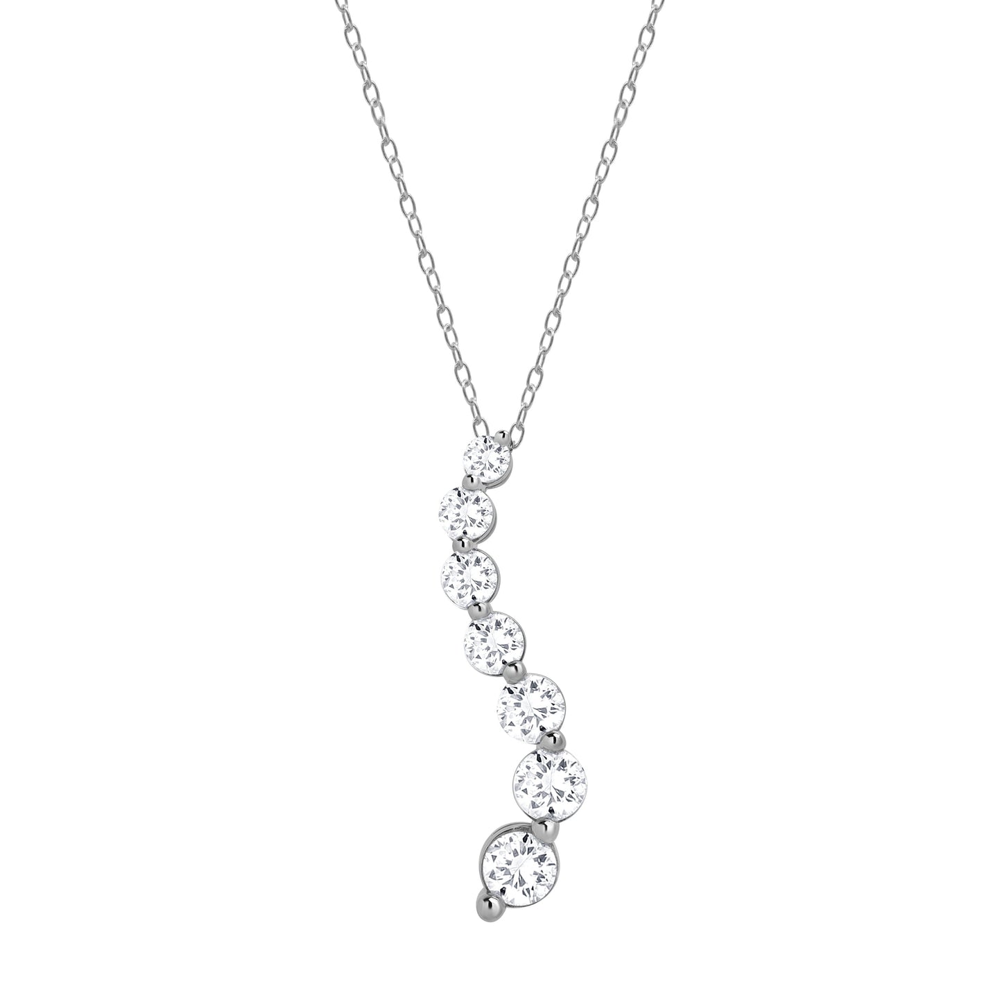 Ashley Stewart 1 Carat Lab Grown Graduating Diamond Necklace In Sterling Silver