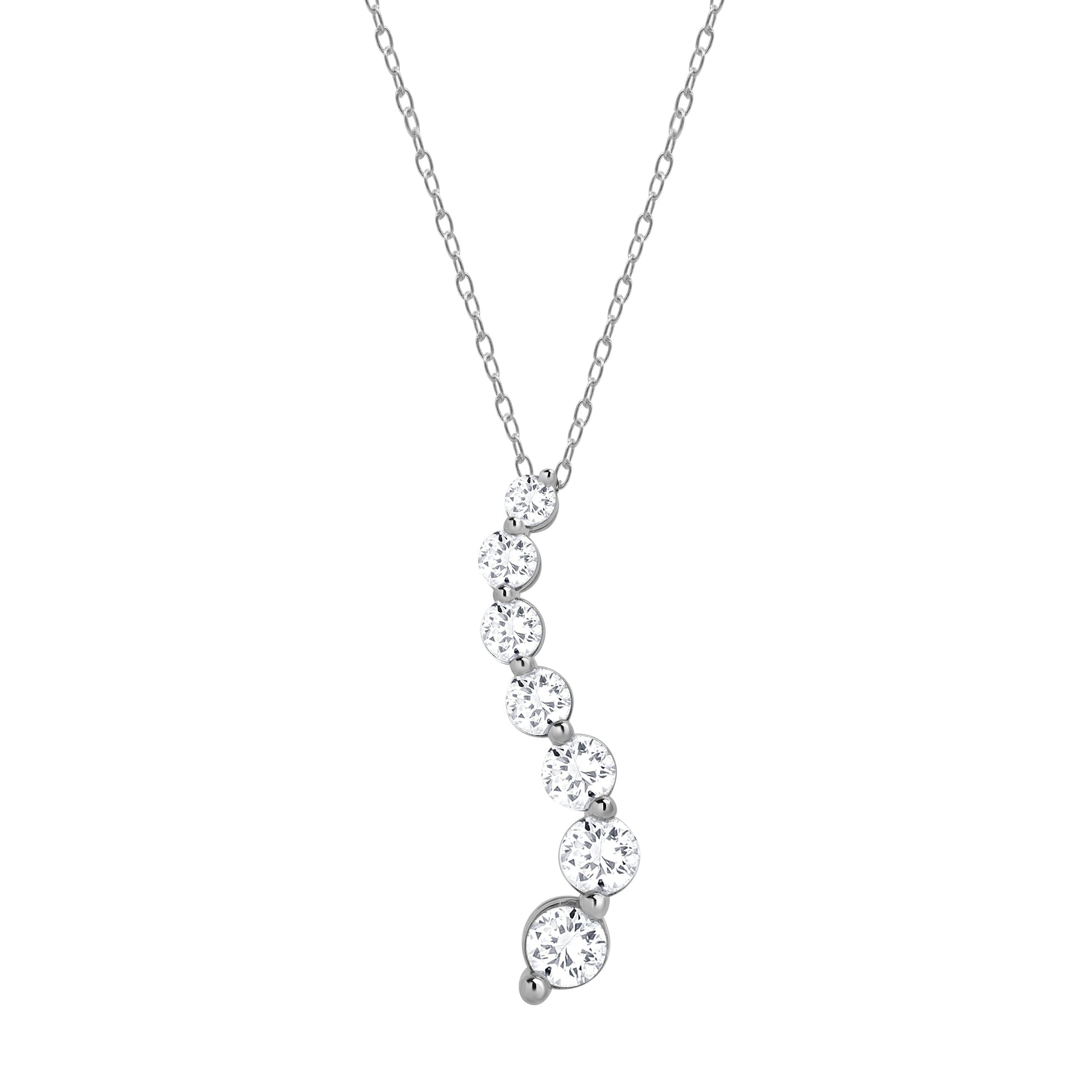 Ashley Stewart 1 Carat Lab Grown Graduating Diamond Necklace In Sterling Silver