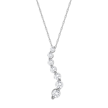 Ashley Stewart 1 Carat Lab Grown Graduating Diamond Necklace In Sterling Silver