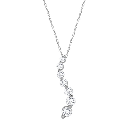 Ashley Stewart 1 Carat Lab Grown Graduating Diamond Necklace In Sterling Silver