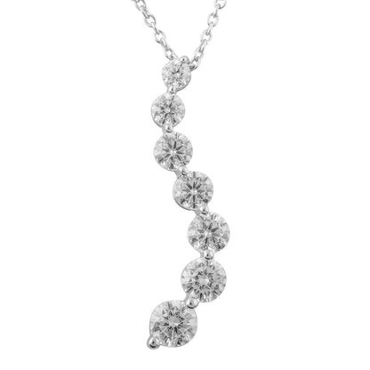 Ashley Stewart 1 Carat Lab Grown Graduating Diamond Necklace In Sterling Silver