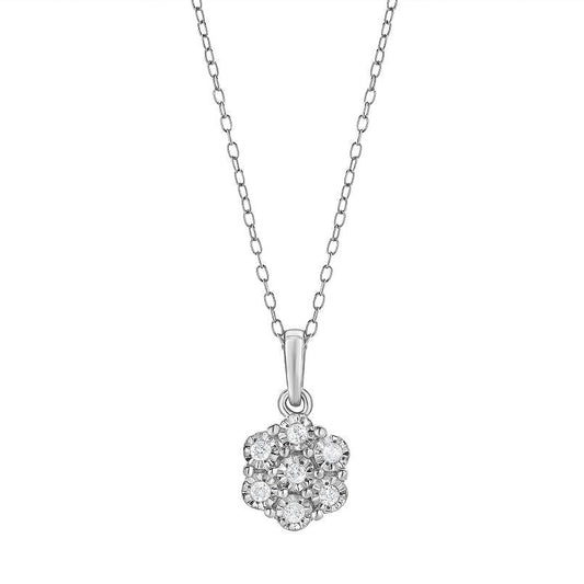 Ashley Stewart 0.10 Carat Lab Grown Cluster Diamond Pendant Necklace Rose