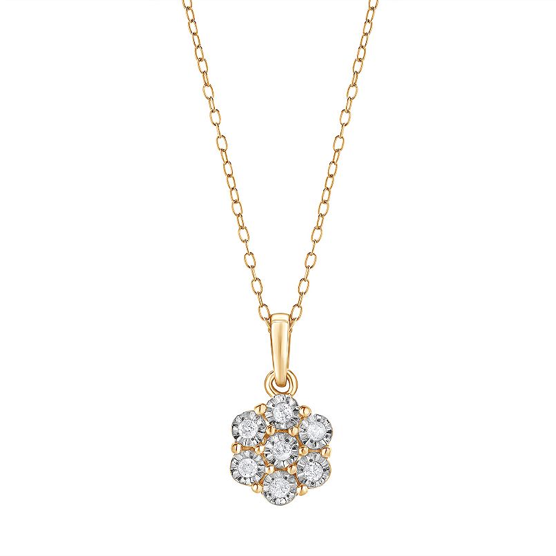 Ashley Stewart 0.10 Carat Lab Grown Cluster Diamond Pendant Necklace Rose